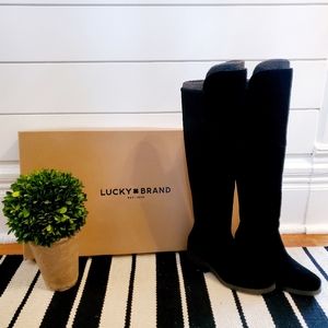 Lucky Brand Black Oiled Suede Over The Knee Boot